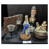 Porcelain Clown Statue, Mr Lucky Music Box.
