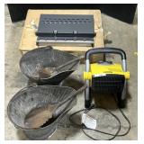 Stanley Heater, 2 Coal Buckets, Corning Part.