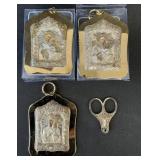 950 Silver Icons & Sterling Silver Cigar Scissors.