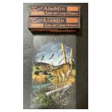 Signed Slate Painting & Lamp Chimneys.