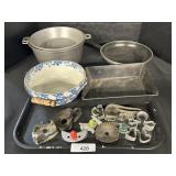 Stoneware Spongeware Bowl, Metal Cookie Cutters