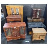 Large Lot Of Vintage Wooden Jewelry Boxes.