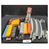 Train Tracks, Cars, Train Pieces.