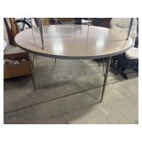 Vtg Laminate Top Round School Table.