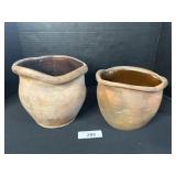 2 Vintage Redware Crocks.