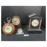 Wooden & Marble Cased Mantel Clocks,