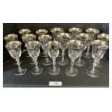 Gold & Silver Floral Trimmed Wine Glasses.