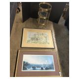 Joanne Davis Watercolor, Ship Print, Tiered Stand.