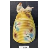 Vintage Bisque Kitten on a Beehive Cookie Jar.