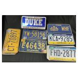 Duke, PA, California & Delaware License Plates.