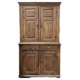Antique Primitive Two Piece Step Back Cabinet.
