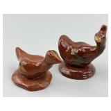 Rare Pair of Breininger Pottery Redware Birds.