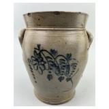 19th C. IG Blue Slip Decorated Stoneware Jar.