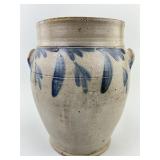 19th C. Blue Slip Decorated Stoneware Jar.