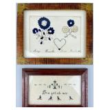 Mid 1800s Needlework & Ink Blot Samplers.
