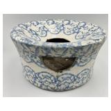 Stoneware Blue Spongeware Cuspidor Spittoon.