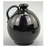 Pa Redware Strap Handled Brown Glazed Jug.