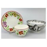 Early Pearlware Cup & Saucer & Salopian Bowl.