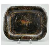 19th C. Folk Art Animal Motif Toleware Tray.