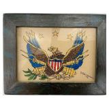 Framed 1976  American Folk Art Patriotic Drawing.