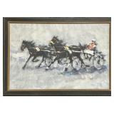 A. Koros Sr. "Harness Race" Oil Painting.