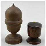 Turned Wood Treenware Tobacco Jar, Egg Cup.