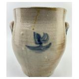 19th C. Blue Slip Decorated Stoneware Jar.