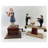 2 Morris & Meyer Folk Art Patriotic Automatons.