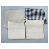 4pc Early Homespun Loomed Linens.