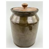 Pennsylvania Redware Glazed Lidded Jar.