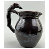 Breininger Pottery "After Hunt" Redware Pitcher.