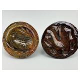 2 Glazed PA Redware Butter Molds.