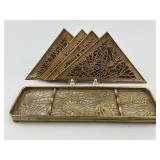 Tiffany Pine Needle Blotter Corners & Pen Tray.