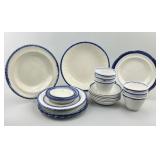 22pc English Feathered Blue Edge Pearlware.
