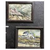 Pair of Pastels in Folk Art Hobo Tramp Art Frames.
