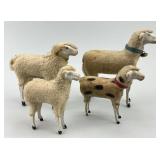 4 German Composition Stick Leg Sheep.