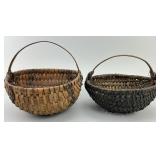 Pair of Splint Oak Egg Buttocks Baskets.
