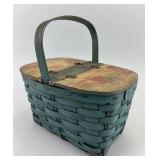Folk Art Painted Splint Oak Basket in Old Paint.