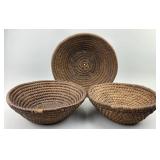 3 Hand Woven Rye Straw Banneton Baskets.