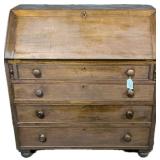 19th C Slant Front Secretary Sheraton Style Desk.