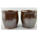 Pair of Pennsylvania Redware Crocks.