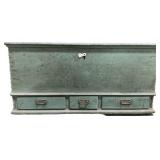 19th C Blue Painted Blanket Chest.