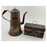 PA Dutch Folk Art Toleware Coffee Pot & Box.