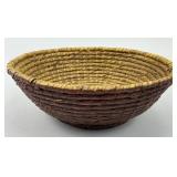 Hand Woven Rye Straw Basket Early Mustard Paint.