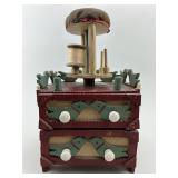 PA Dutch Folk Art Tramp Art Sewing Caddy.