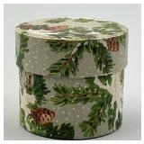 Small 20th C Christmas Holly Wallpaper Box.