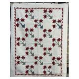 19th C PA Folk Art Carolina Lily Pattern Quilt.