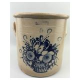 Norton Bennington Floral Blue Stoneware Crock.