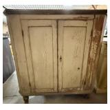 19th C Primitive Painted Corner Cabinet.