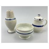 4pc English Feathered Blue Edge Pearlware